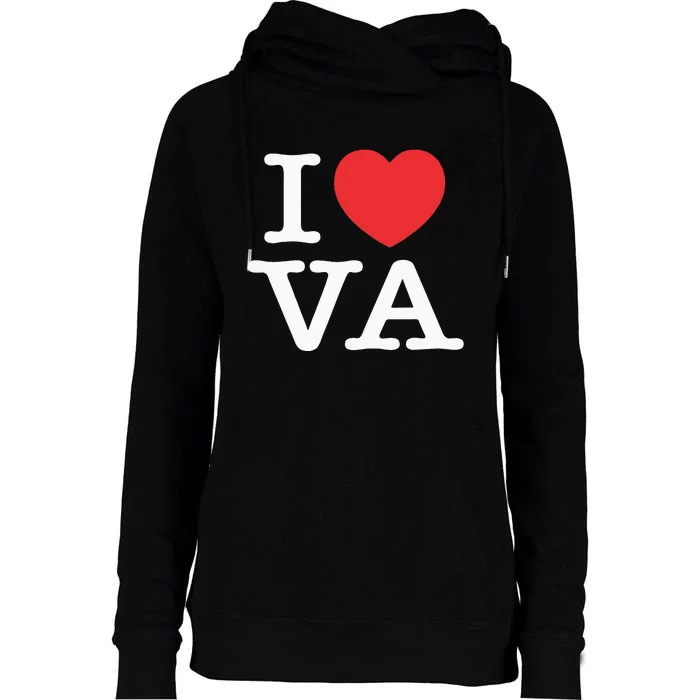 I Heart VA Love Virginia Womens Funnel Neck Pullover Hood