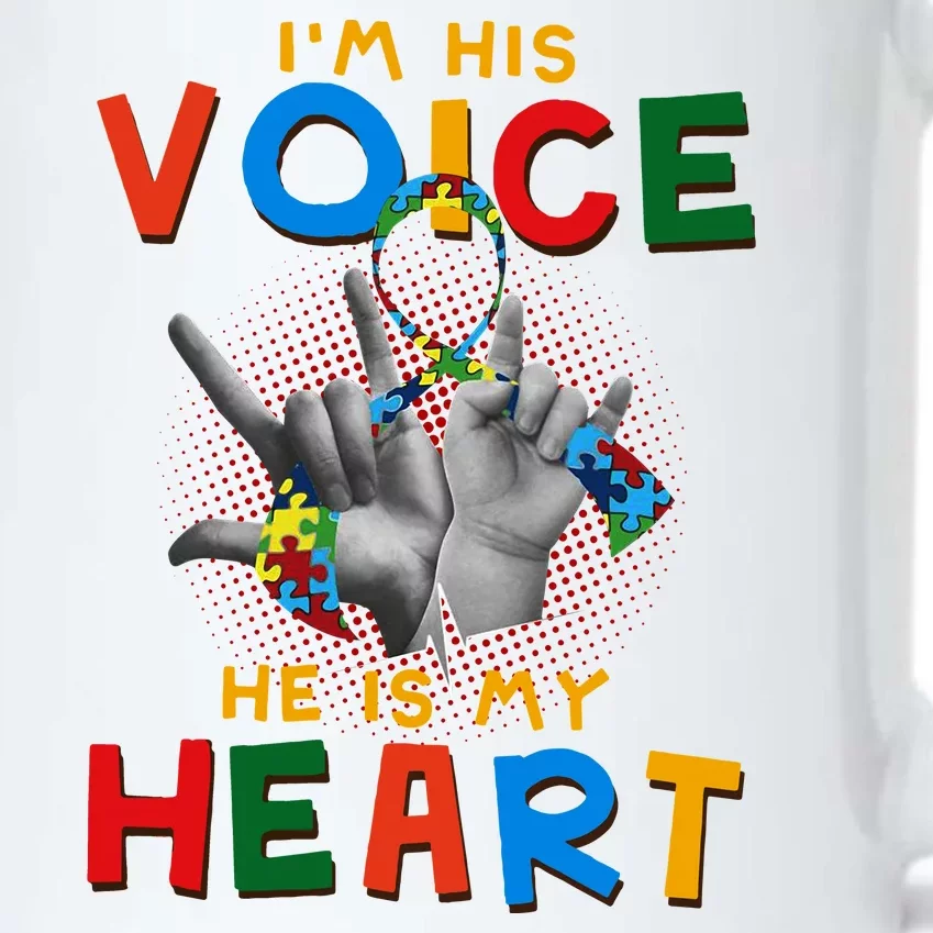 I'm His Voice He Is My Heart Autism Awareness Black Color Changing Mug