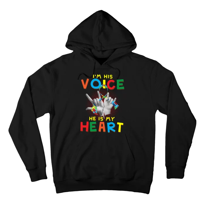 I'm His Voice He Is My Heart Autism Awareness Hoodie