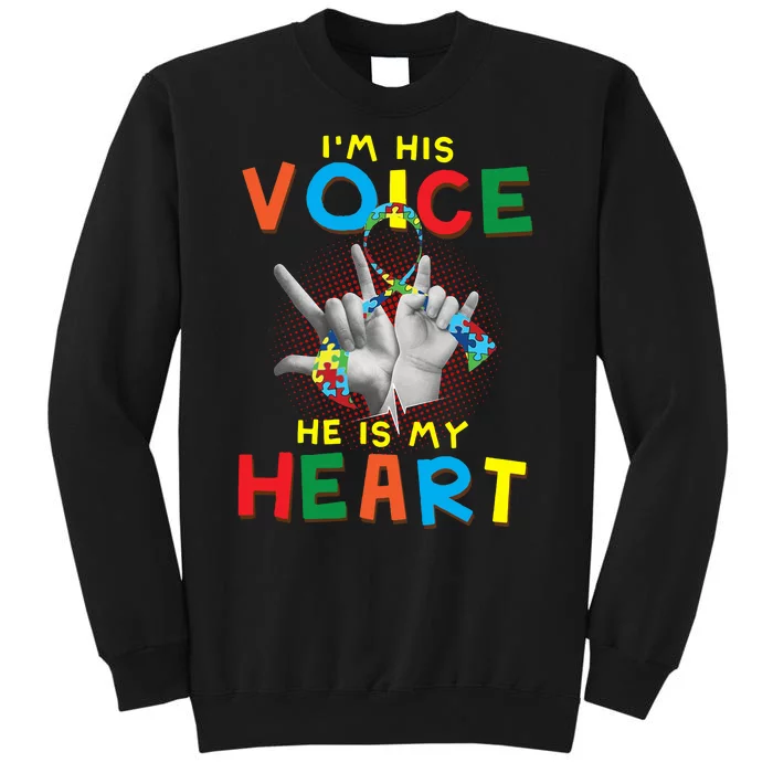 I'm His Voice He Is My Heart Autism Awareness Sweatshirt