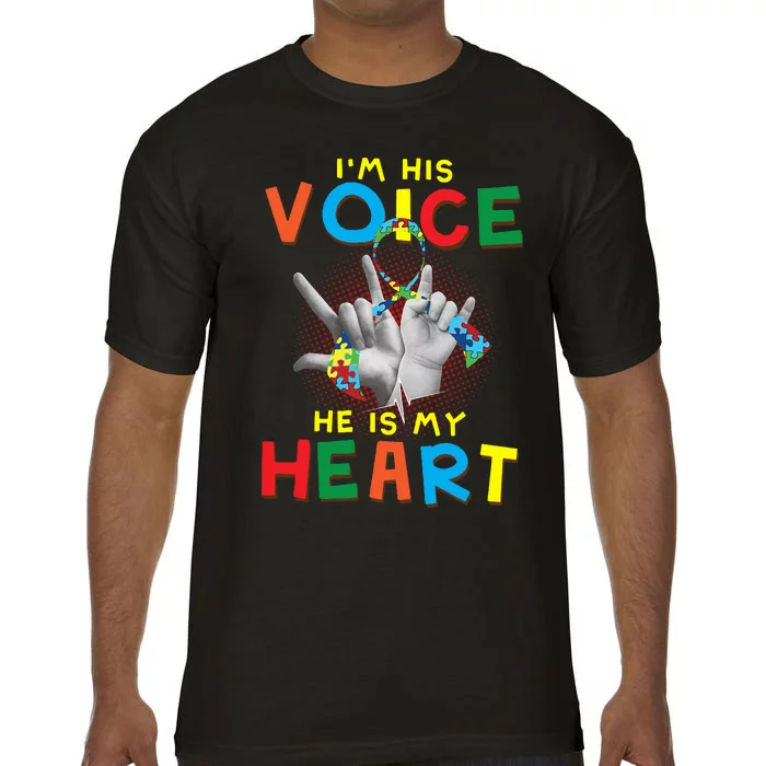 I'm His Voice He Is My Heart Autism Awareness Comfort Colors T-Shirt