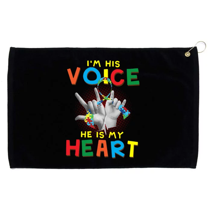 I'm His Voice He Is My Heart Autism Awareness Grommeted Golf Towel