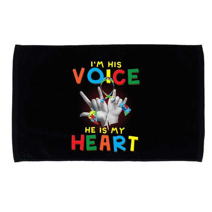 I'm His Voice He Is My Heart Autism Awareness Microfiber Hand Towel