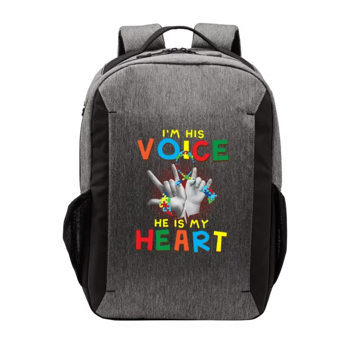 I'm His Voice He Is My Heart Autism Awareness Vector Backpack