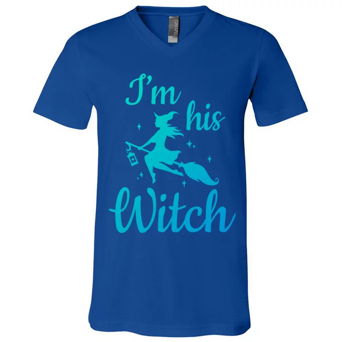 Im His Witch Cute Couple Halloween Costume Cute Gift V-Neck T-Shirt