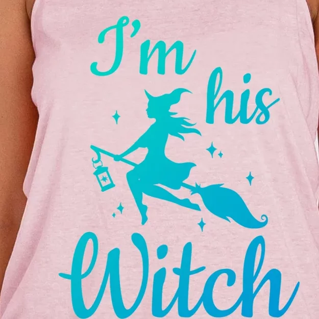 Im His Witch Cute Couple Halloween Costume Cute Gift Women's Knotted Racerback Tank