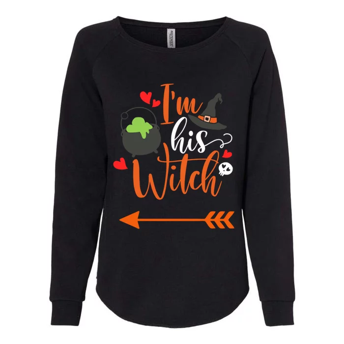 Im His Witch Halloween Gift Couples Adult Witch Hat Skull Cute Gift Womens California Wash Sweatshirt