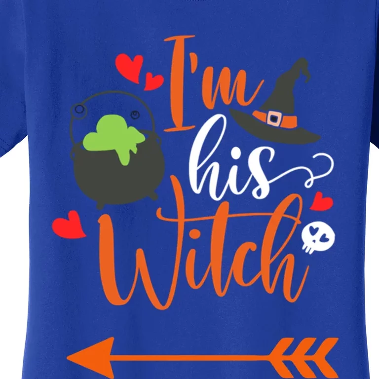 Im His Witch Halloween Gift Couples Adult Witch Hat Skull Cute Gift Women's T-Shirt