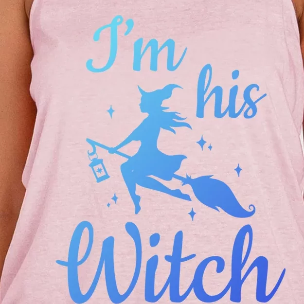 Im His Witch Cute Couple Halloween Costume Cute Gift Women's Knotted Racerback Tank