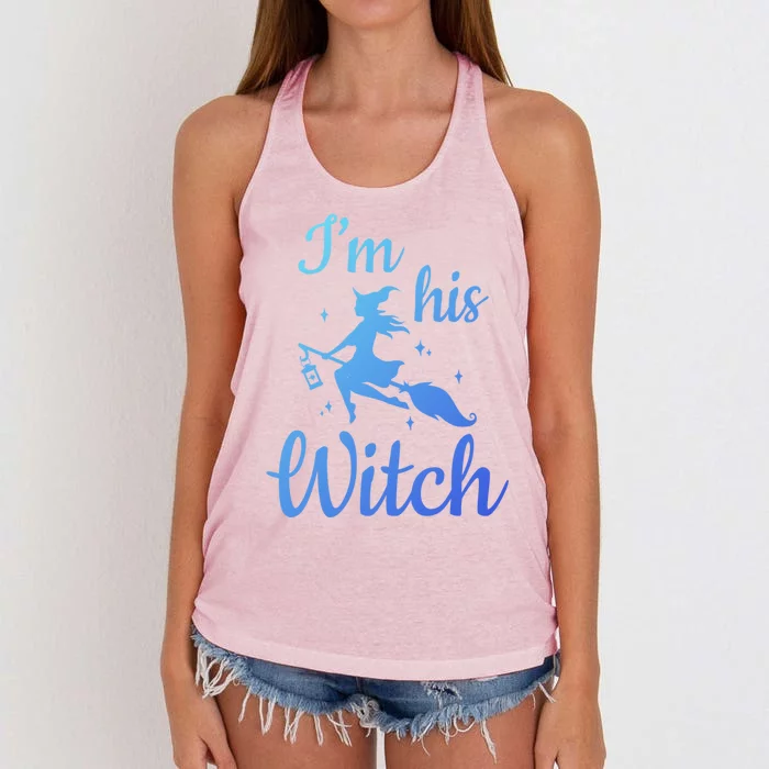 Im His Witch Cute Couple Halloween Costume Cute Gift Women's Knotted Racerback Tank