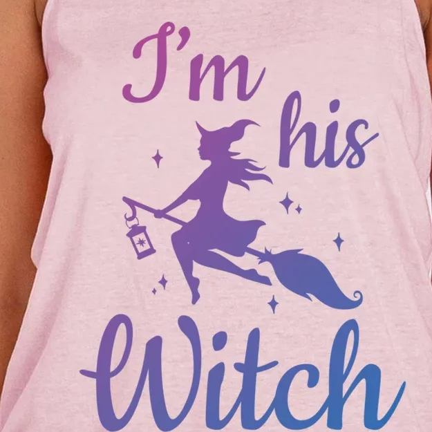 Im His Witch Cute Couple Halloween Costume Cute Gift Women's Knotted Racerback Tank