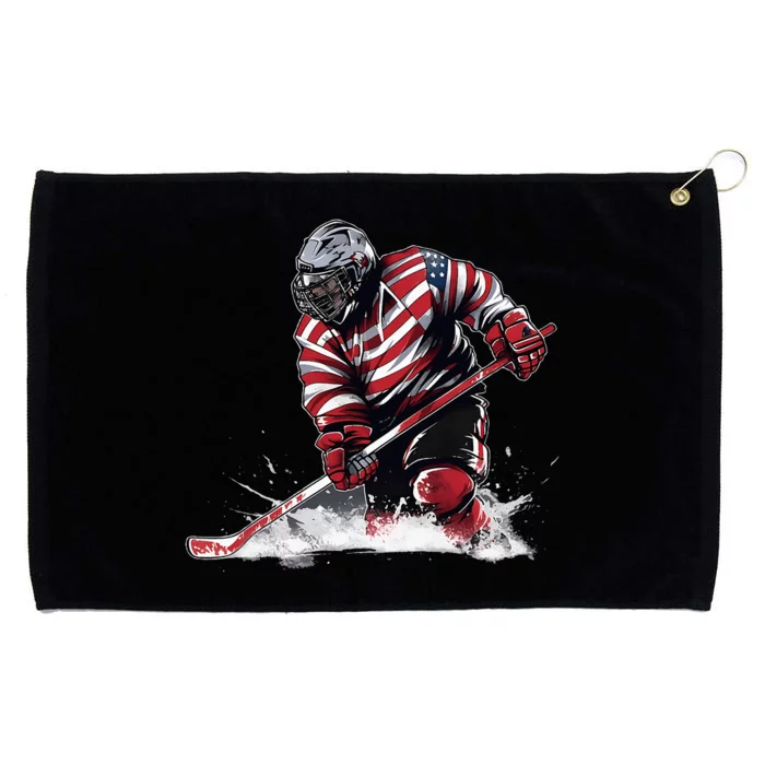 Ice Hockey Women Puck Hockey Player Grommeted Golf Towel