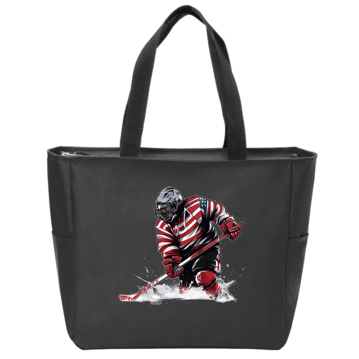 Ice Hockey Women Puck Hockey Player Zip Tote Bag