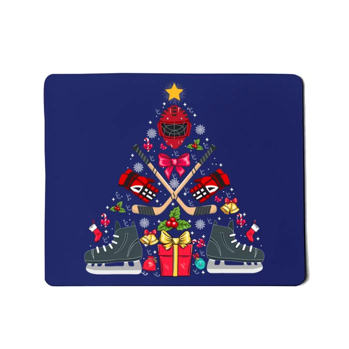 Ice Hockey Xmas Tree Decorations Santa Hockey Christmas Mousepad