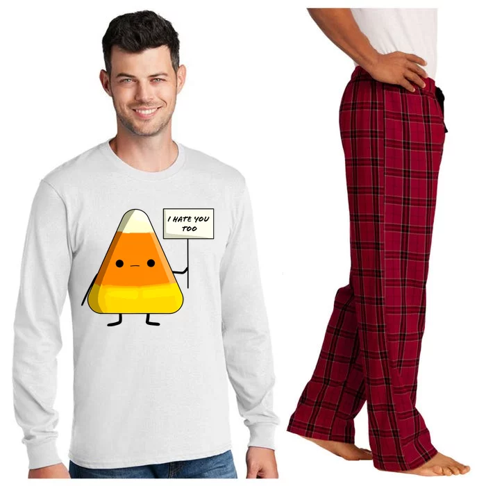 I Hate You Too I Dont Like You Either Funny Halloween Candy Corn Long Sleeve Pajama Set