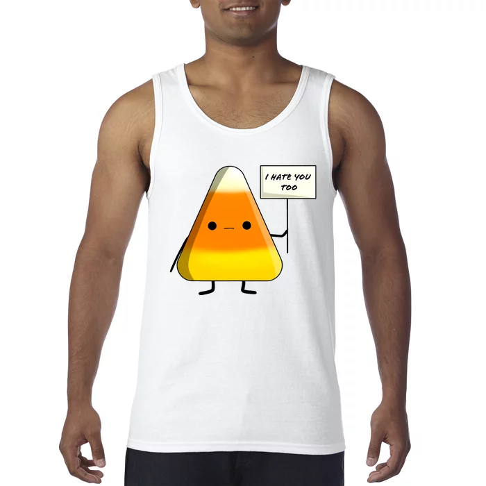 I Hate You Too Funny Halloween Candy Corn Tank Top