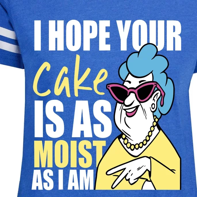 I Hope Your Cake Is As Moist As I Am Funny Grandma Mothers Enza Ladies Jersey Football T-Shirt