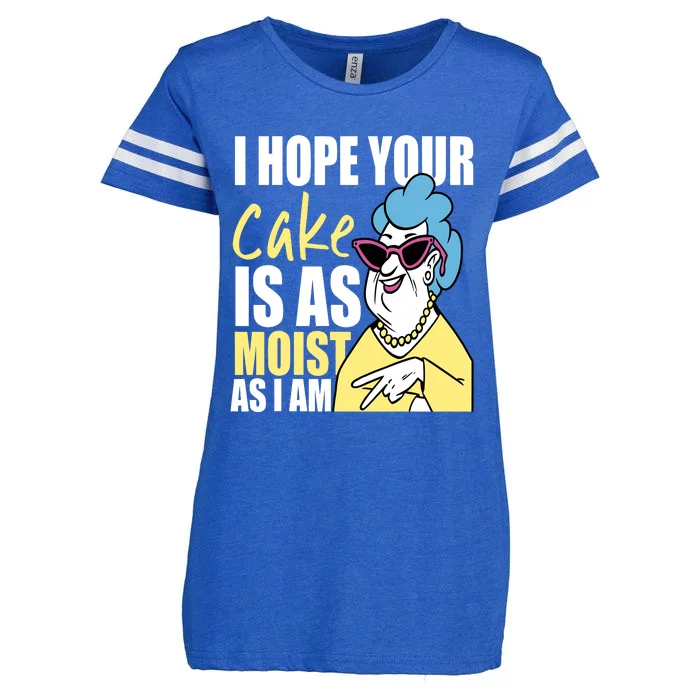 I Hope Your Cake Is As Moist As I Am Funny Grandma Mothers Enza Ladies Jersey Football T-Shirt