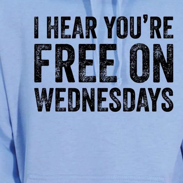 I Hear You’Re Free On Wednesdays Funny Biden Saying Unisex Surf Hoodie