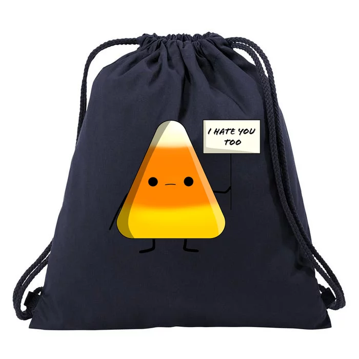 I Hate You Too Funny Halloween Candy Corn Drawstring Bag