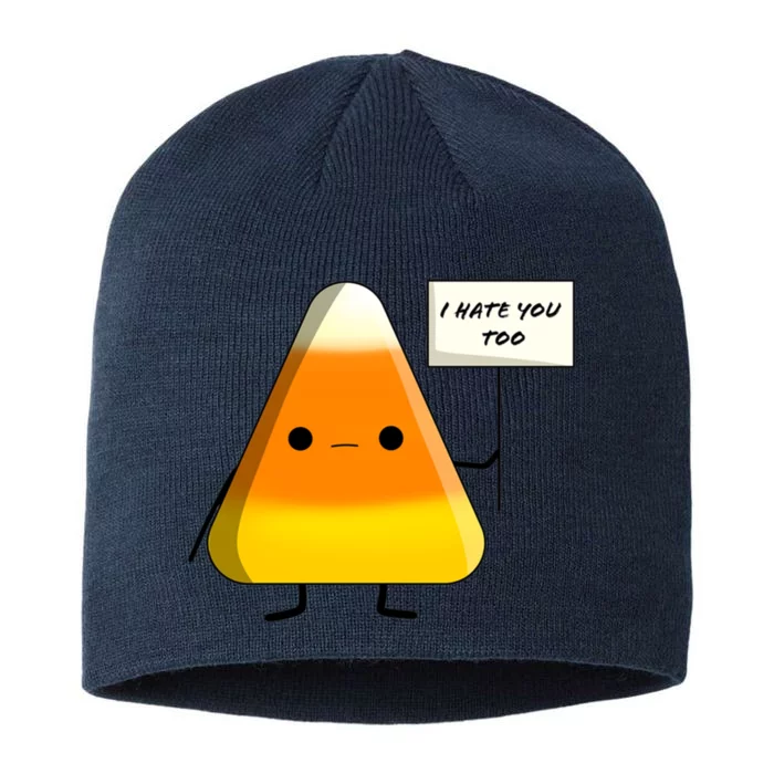 I Hate You Too Funny Halloween Candy Corn 8 1/2in Sustainable Knit Beanie