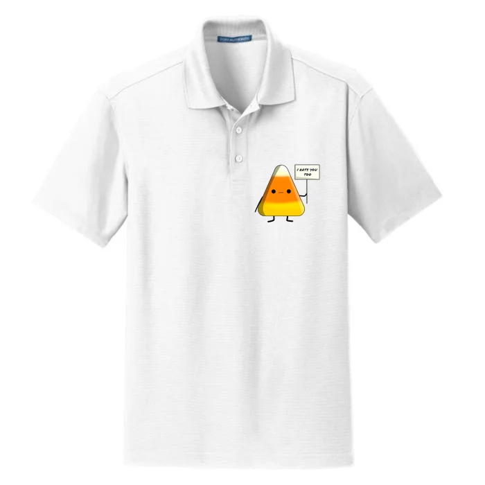 I Hate You Too Funny Halloween Candy Corn Dry Zone Grid Performance Polo