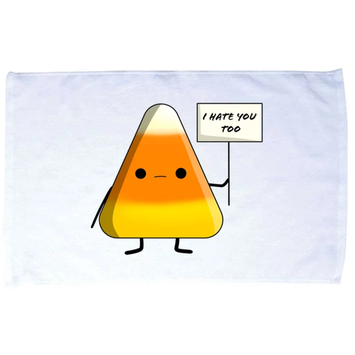 I Hate You Too Funny Halloween Candy Corn Microfiber Hand Towel