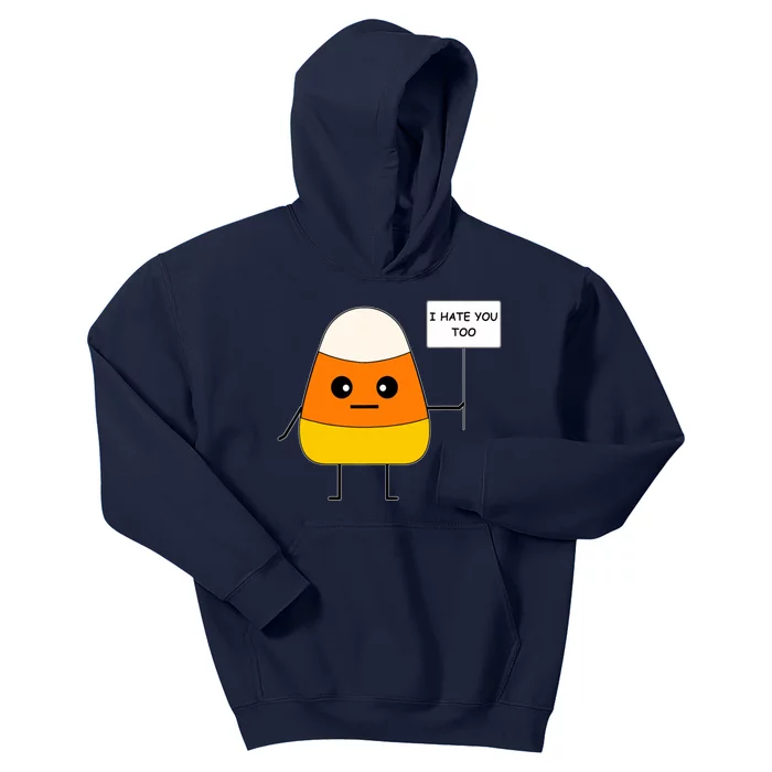 I Hate You Too Funny Halloween Candy Corn Kids Hoodie