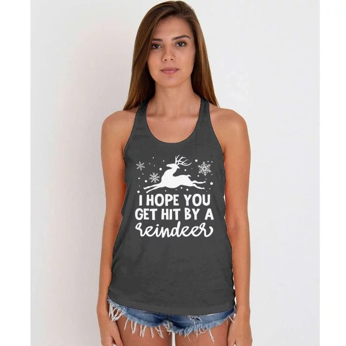 I Hope You Get Hit By A Reindeer Women's Knotted Racerback Tank