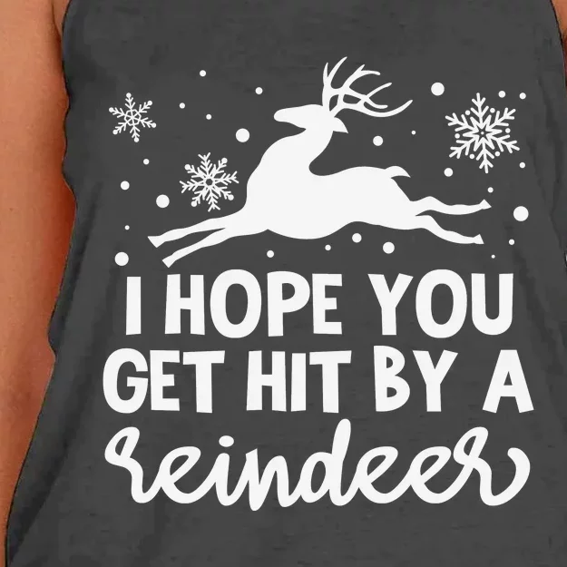 I Hope You Get Hit By A Reindeer Women's Knotted Racerback Tank