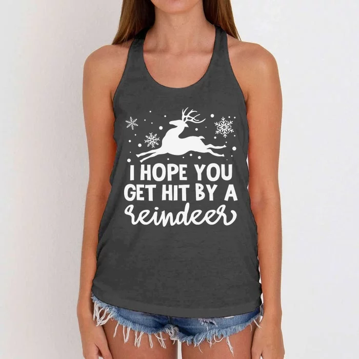 I Hope You Get Hit By A Reindeer Women's Knotted Racerback Tank