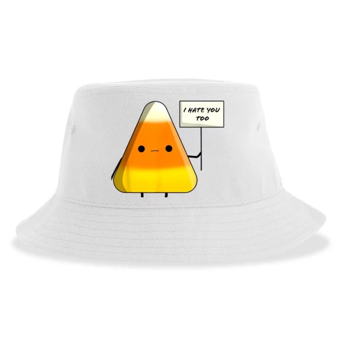 I Hate You Too Funny Halloween Candy Corn Sustainable Bucket Hat