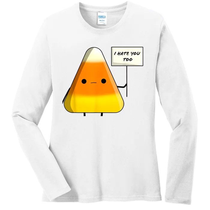 I Hate You Too Funny Halloween Candy Corn Ladies Long Sleeve Shirt