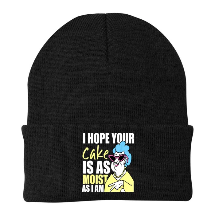 I Hope Your Cake Is As Moist As I Am Funny Grandma Mothers Knit Cap Winter Beanie