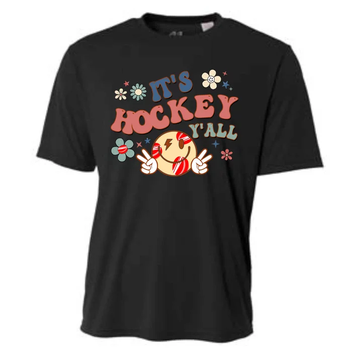 ItS Hockey YAll Game Day Happy Hippie Face Sport Lovers Gift Cooling Performance Crew T-Shirt