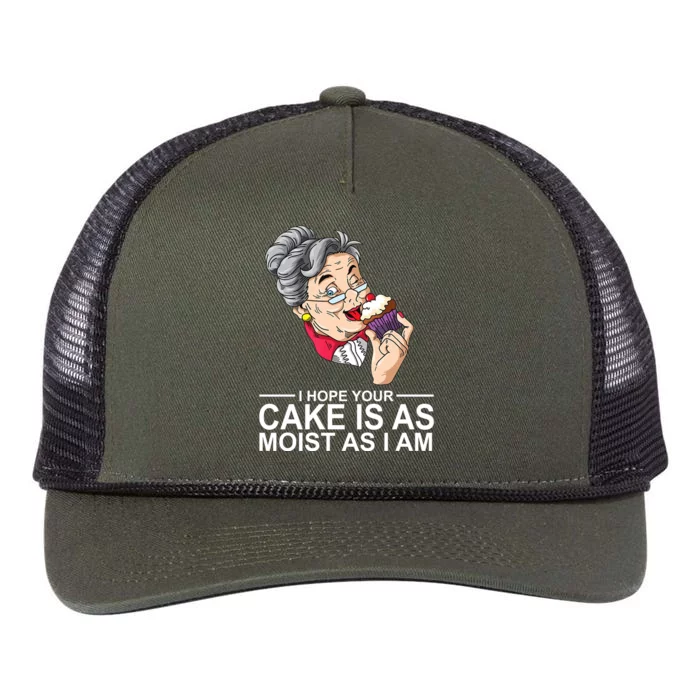 I Hope Your Cake Is As Moist As I Am Funny Retro Rope Trucker Hat Cap