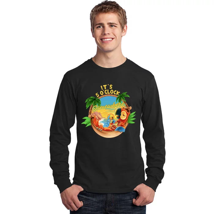 It Is 5 Oclock Somewhere Parrot Drinking Summer Vacation Long Sleeve Shirt