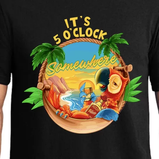 It Is 5 Oclock Somewhere Parrot Drinking Summer Vacation Pajama Set