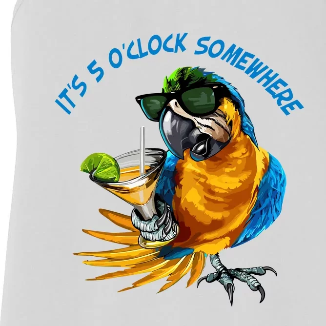 It Is 5 Oclock Somewhere Parrot Drinking Summer Vacation Women's Racerback Tank