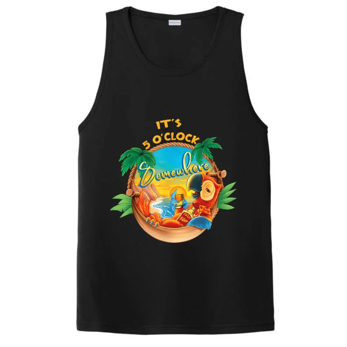 It Is 5 Oclock Somewhere Drinking Parrot Performance Tank