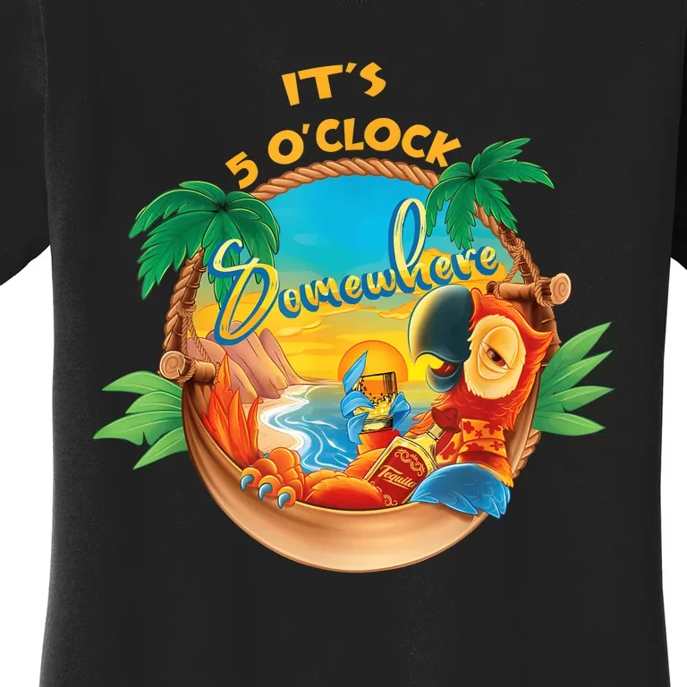 It Is 5 Oclock Somewhere Drinking Parrot Women's T-Shirt