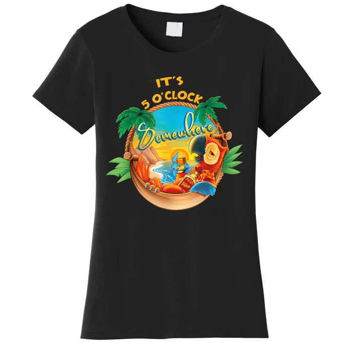 It Is 5 Oclock Somewhere Drinking Parrot Women's T-Shirt