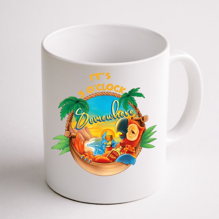 It Is 5 Oclock Somewhere Drinking Parrot Front & Back Coffee Mug