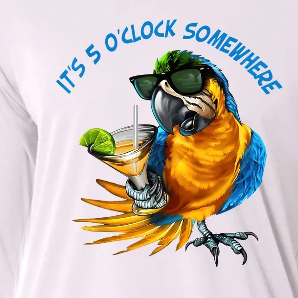 It Is 5 Oclock Somewhere Drinking Parrot Cooling Performance Long Sleeve Crew