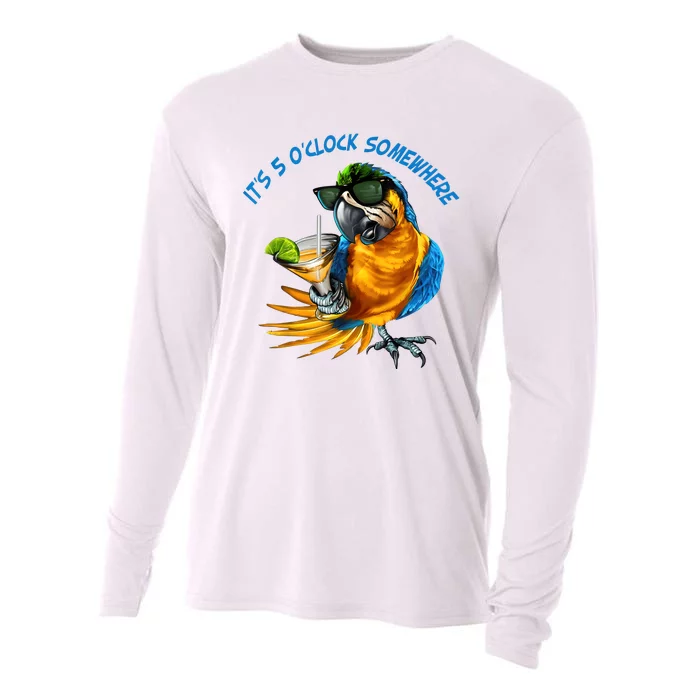 It Is 5 Oclock Somewhere Drinking Parrot Cooling Performance Long Sleeve Crew