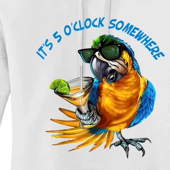 It Is 5 Oclock Somewhere Drinking Parrot Women's Pullover Hoodie