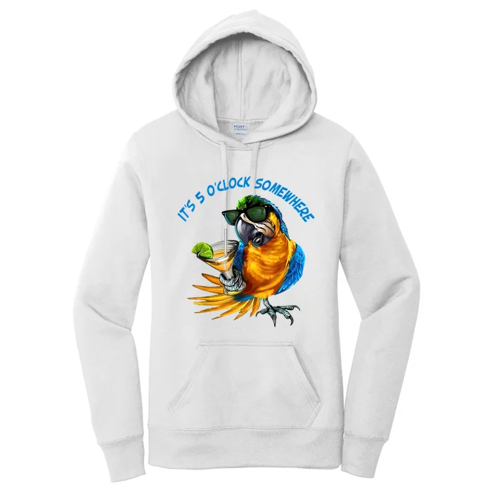 It Is 5 Oclock Somewhere Drinking Parrot Women's Pullover Hoodie