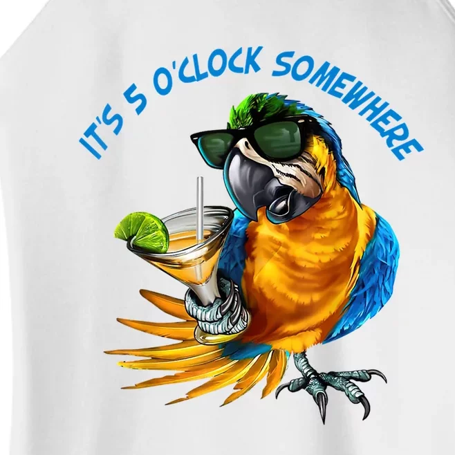 It Is 5 Oclock Somewhere Drinking Parrot Women’s Perfect Tri Rocker Tank