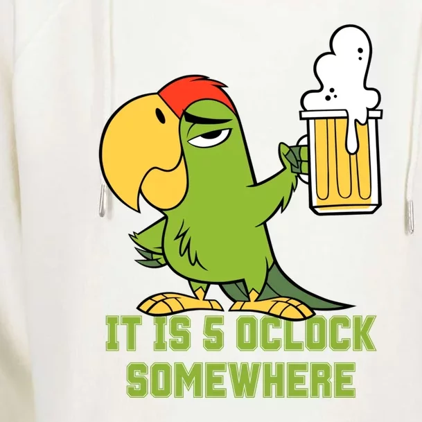 It Is 5 Oclock Somewhere Parrot Drinking Womens Funnel Neck Pullover Hood