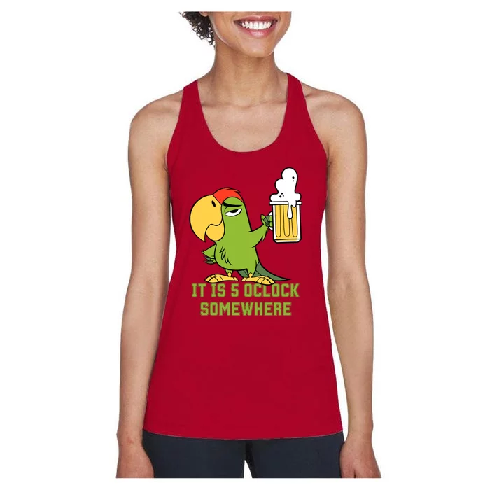 It Is 5 Oclock Somewhere Parrot Drinking Women's Racerback Tank